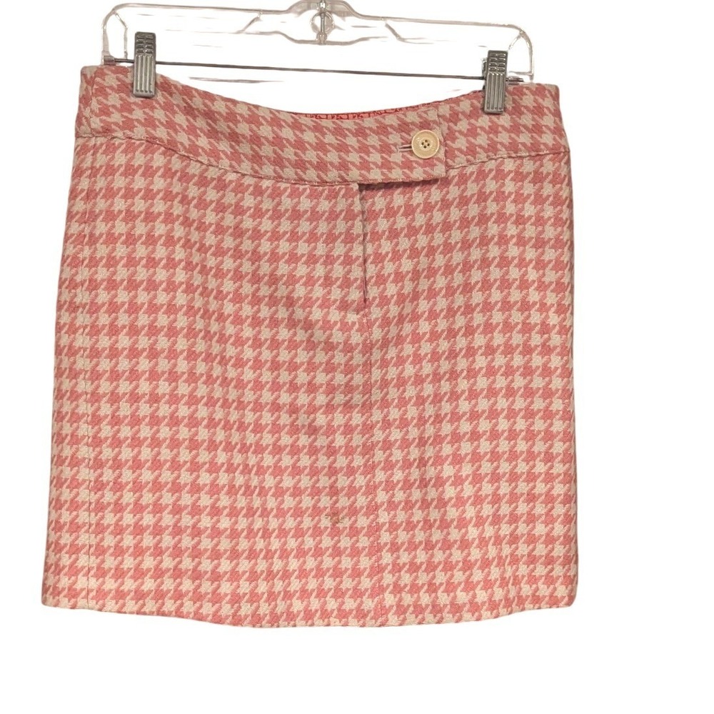 Vineyard Vines Women's Pink Houndstooth‎ Wool Blend Mini Skirt Size 6